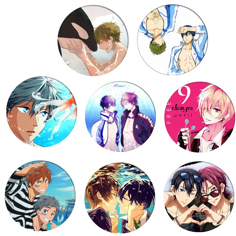 Аниме бесплатно! Iwatobi плавательный клуб значок косплея Nanase Haruka брошь заколка