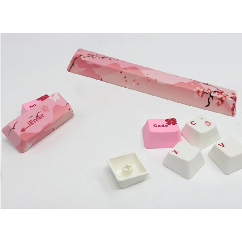 104-key Mechanical Keyboard Pink Cherry Pattern Keycaps PBT Material Keycaps OEM Highly Personalized Keyboard Caps 6.25u/6.25x
104-key Mechanical Keyboard Pink Cherry Pattern Keycaps PBT Material Keycaps OEM Highly Personalized Keyboard Caps 6.25u/6.25x