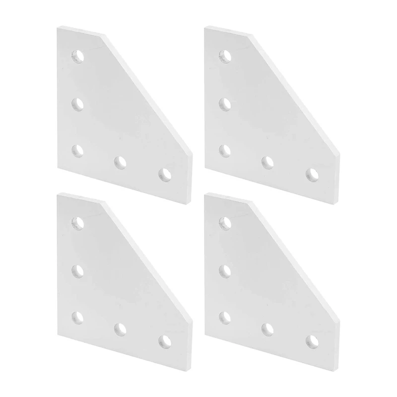 

4 Pcs 5‑Hole Joining Plates Aluminum Fixing Corner Brace Reinforcement Right Angle Connection Plates