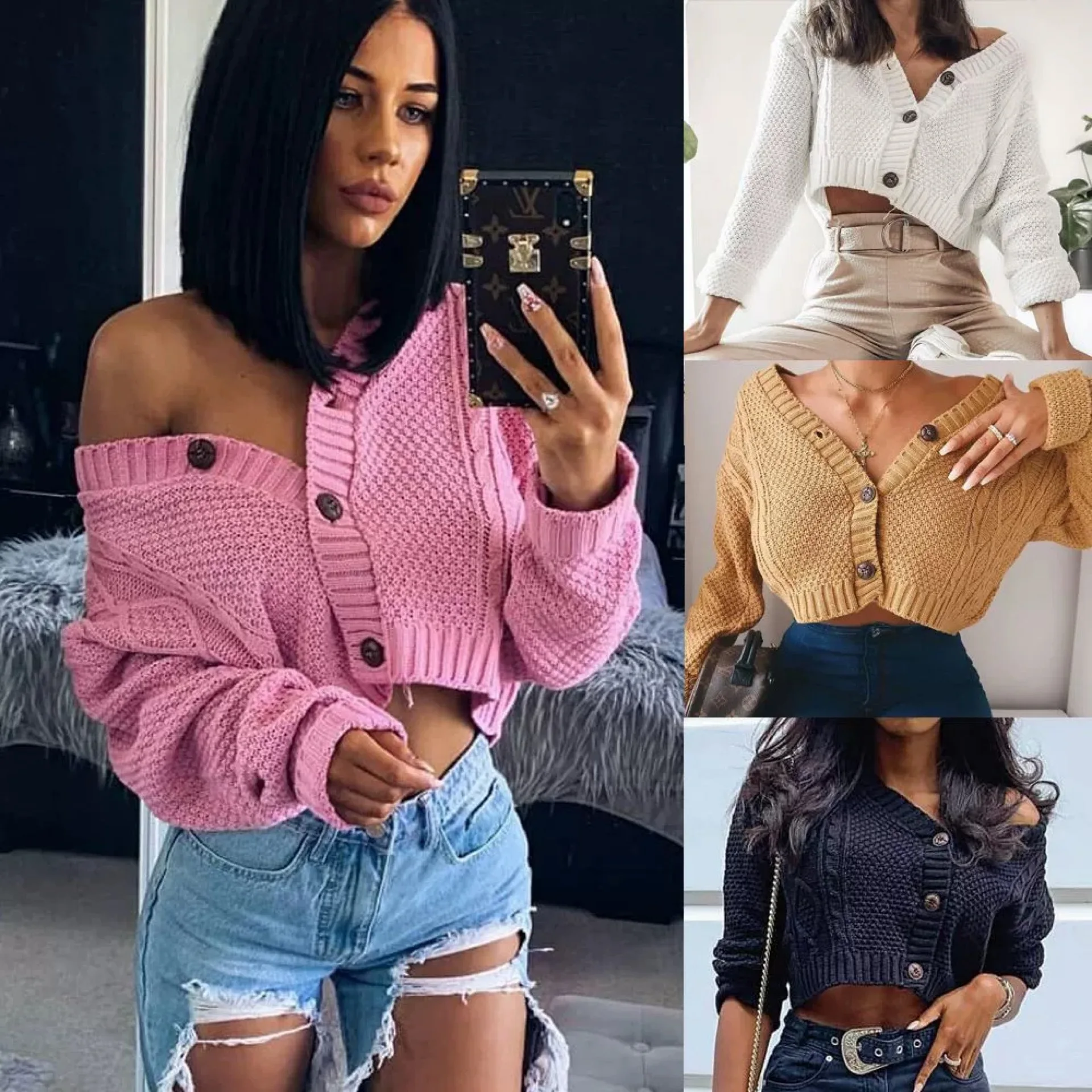 Popular Autumn and winter twist knit top coat short casual sexy cropped sweater women
Popular Autumn and winter twist knit top coat short casual sexy cropped sweater women