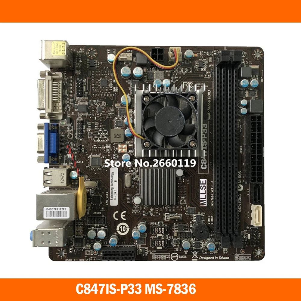 Desktop Mainboard For MSI C847IS-P33 MS-7836 17X17 ITX Motherboard Fully Tested
Desktop Mainboard For MSI C847IS-P33 MS-7836 17X17 ITX Motherboard Fully Tested
