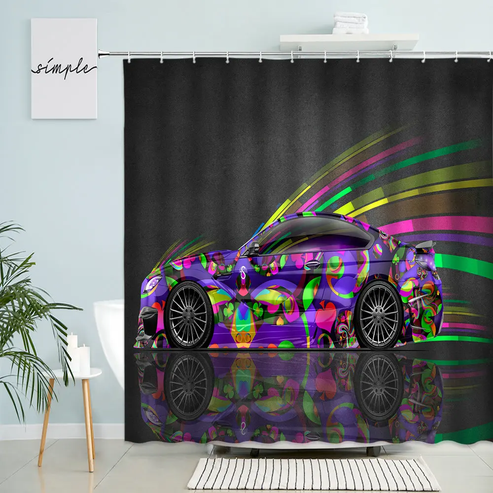 Fashion Car Shower Curtain Colorful Hippie Abstract Art Men Women Home Bathroom Decor Waterproof Polyester Screen With Hooks Set
Fashion Car Shower Curtain Colorful Hippie Abstract Art Men Women Home Bathroom Decor Waterproof Polyester Screen With Hooks Set