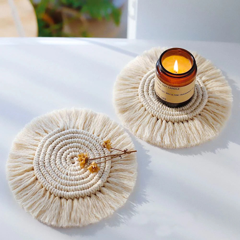 Creative Braid Coaster Handmade Macrame Cup Cushion Bohemia Style Non-slip Cup Mat Heat Insulation Table Mat Coffee Cup Coaster
Creative Braid Coaster Handmade Macrame Cup Cushion Bohemia Style Non-slip Cup Mat Heat Insulation Table Mat Coffee Cup Coaster