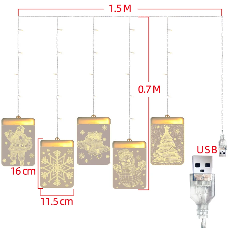 LED Hanging 3D Lamp Light String USB Christmas Fairy Light Garlands For Wedding Party New Year 's Room Decoration Acrylic
LED Hanging 3D Lamp Light String USB Christmas Fairy Light Garlands For Wedding Party New Year 's Room Decoration Acrylic
