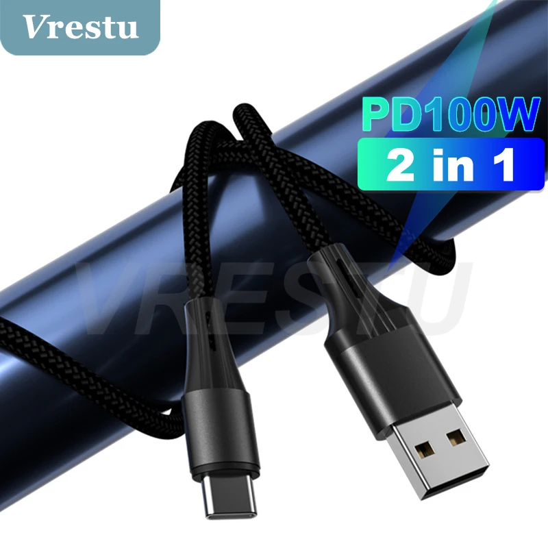 2 in 1 60W Type C to USBC Cable PD 3A Tipo Fast Charger Cord Data Wire for Samsung S21 Xiaomi QC3.0 Macbook Pro 180 Rotation LED
2 in 1 60W Type C to USBC Cable PD 3A Tipo Fast Charger Cord Data Wire for Samsung S21 Xiaomi QC3.0 Macbook Pro 180 Rotation LED