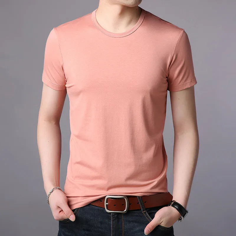 

Мужская футболка из ледяного шелка, Корейская версия, трендовая Мужская футболка с коротким рукавом и рукавом до локтя, 1055