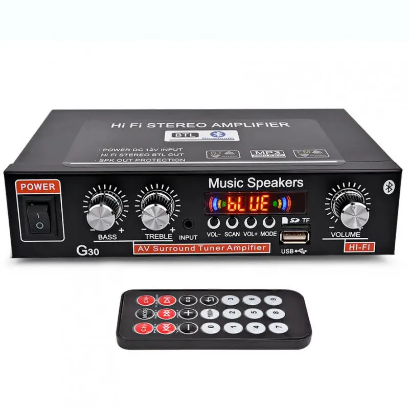 G30 800W EU/US Digital Home Power Audio Amplifier Bluetooth Hifi Stereo Subwoofer Music Player Amplificador With Remote Control
G30 800W EU/US Digital Home Power Audio Amplifier Bluetooth Hifi Stereo Subwoofer Music Player Amplificador With Remote Control