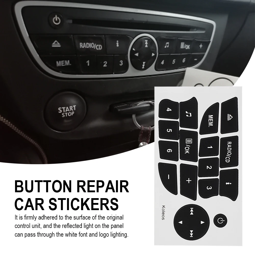 Car Button Repair Stickers CD Radio Audio Button Repair Decals Stickers For Twingo For Renault Clio and Megane 2009-2011
Car Button Repair Stickers CD Radio Audio Button Repair Decals Stickers For Twingo For Renault Clio and Megane 2009-2011