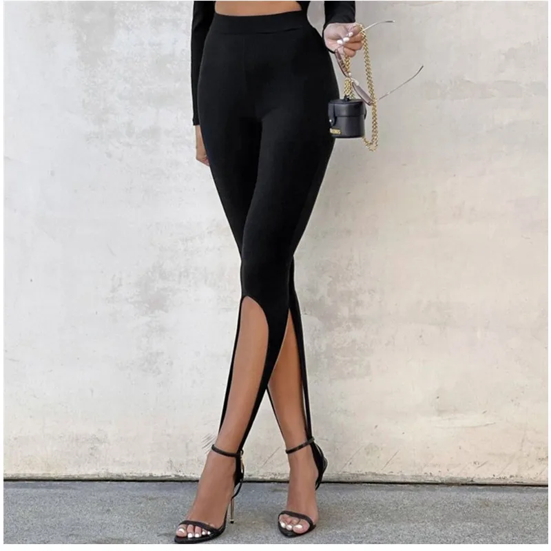 2021 Women Knit Solid High Slit Spring Summer Legging Pants Streetwear Party High Waist Trousers For Woman
2021 Women Knit Solid High Slit Spring Summer Legging Pants Streetwear Party High Waist Trousers For Woman
