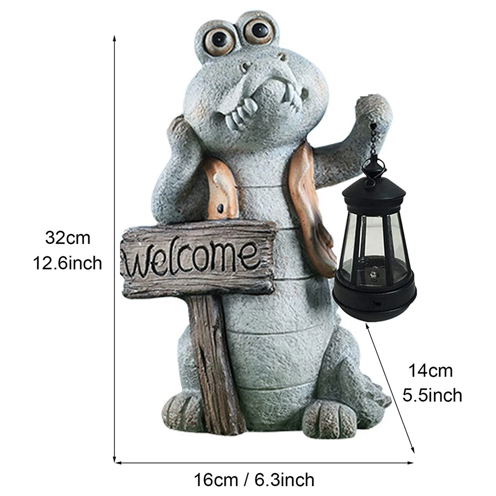 Solar LED Garden Aligator With Welcome Sign Resin Crafts Gardening Sculpture LED Lawn Lamp for Courtyard Landscape L9
Solar LED Garden Aligator With Welcome Sign Resin Crafts Gardening Sculpture LED Lawn Lamp for Courtyard Landscape L9