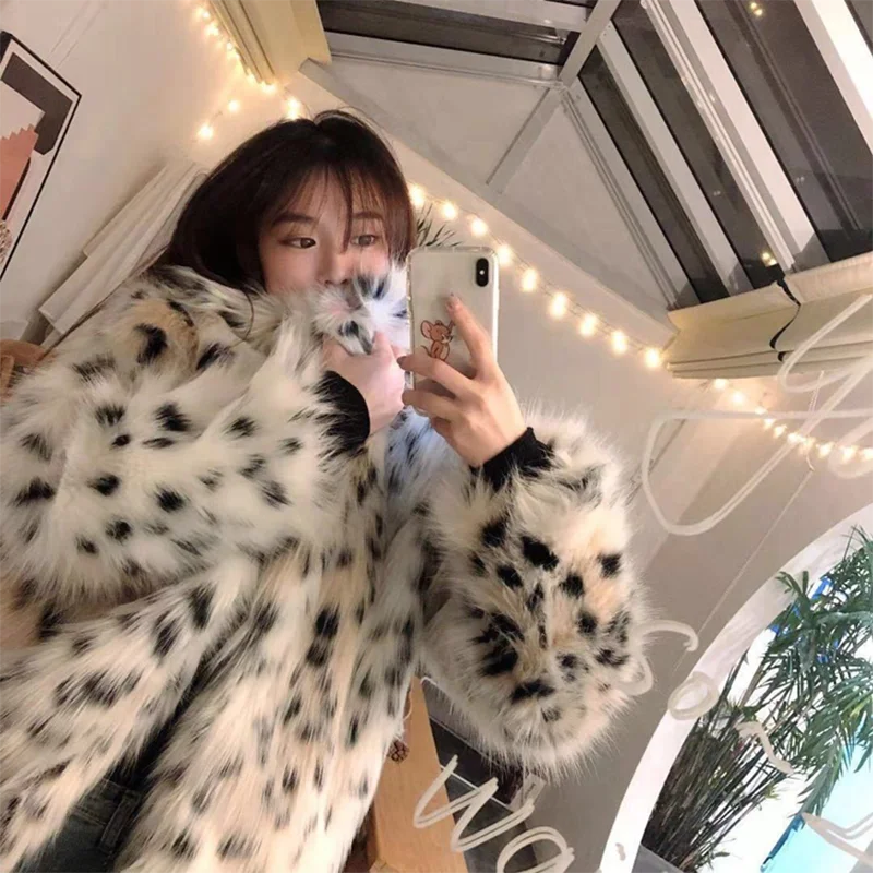 Lucyever Fashion Leopard Faux Mink Fur Jacket Women Streetwear Turn-down Collar Warm Plush Coat Korean Style Furry Jackets
Lucyever Fashion Leopard Faux Mink Fur Jacket Women Streetwear Turn-down Collar Warm Plush Coat Korean Style Furry Jackets