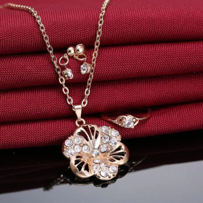 Романтичный амулет сердечко любви ювелирный набор Золотая подвеска ожерелье для