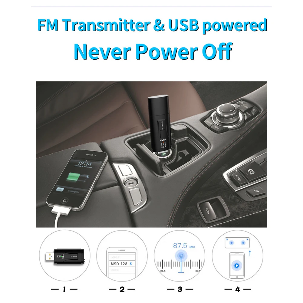 2 in 1 USB Car 5.0 Transmitter Receiver Adapter 3.5mm AUX Audio Music Player Handsfree FM Modulator Dongle for Speaker
2 in 1 USB Car 5.0 Transmitter Receiver Adapter 3.5mm AUX Audio Music Player Handsfree FM Modulator Dongle for Speaker