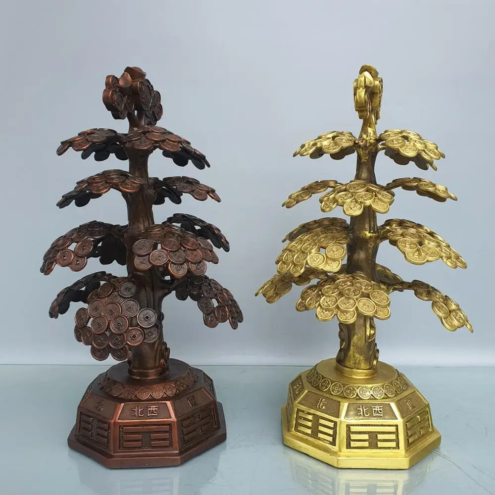 Home Decor 13"Chinese Seikos Bronze Money tree statue Ingot bronze branches money tree Implication Lucky fortune Extra cash 
Home Decor 13"Chinese Seikos Bronze Money tree statue Ingot bronze branches money tree Implication Lucky fortune Extra cash
