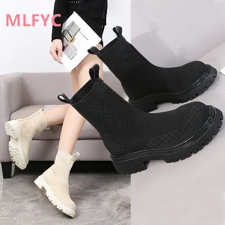 Large size Martin boots women's new thick-soled sponge cake flying knit elastic stockings boots short thin thin boots women
Large size Martin boots women's new thick-soled sponge cake flying knit elastic stockings boots short thin thin boots women