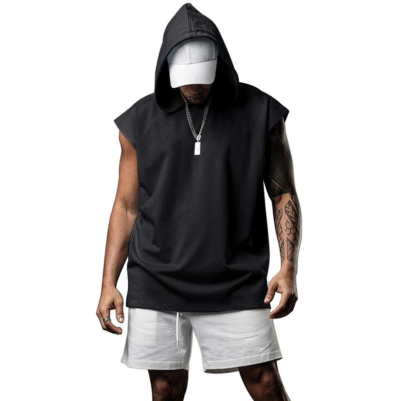Summer Men's Solid Color Personalized Tops Round Neck Sleeveless Pullover Hooded Vest Casual Loose Short Sleeve T-Shirt Hot Sale
Summer Men's Solid Color Personalized Tops Round Neck Sleeveless Pullover Hooded Vest Casual Loose Short Sleeve T-Shirt Hot Sale