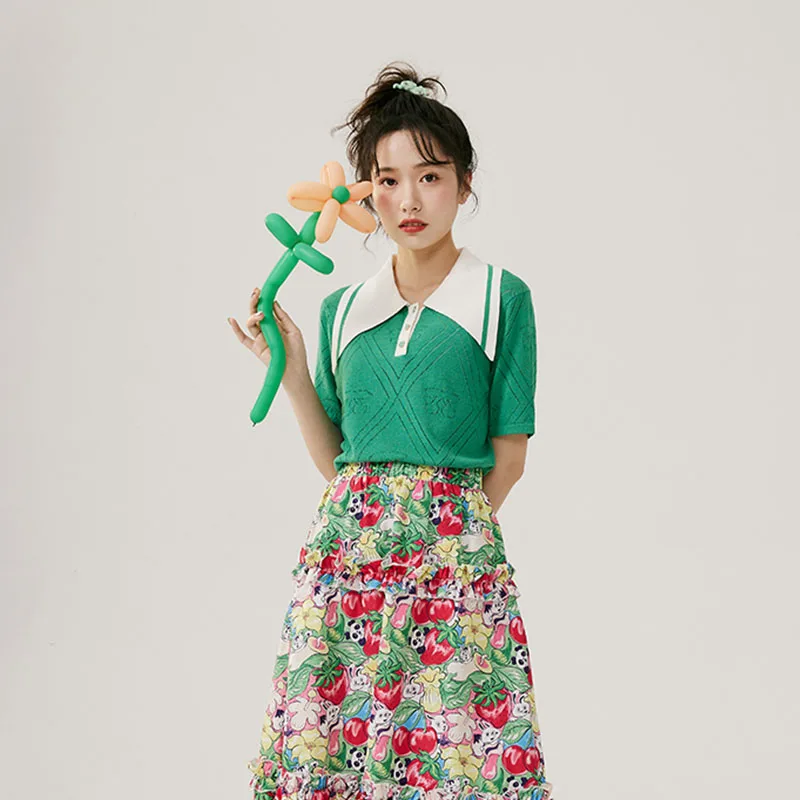 Рубашка-поло с коротким рукавом для женщин, милые Ажурные топы с рисунком ромбиками, Женская Повседневная зеленая футболка
Рубашка-поло с коротким рукавом для женщин, милые Ажурные топы с рисунком ромбиками, Женская Повседневная зеленая футболка