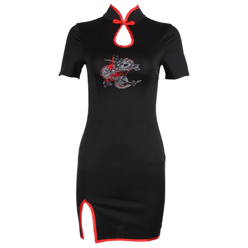 Women's Dress Woman Gothic Style e girl Vintage Black Cheongsam Embroidery Mini Dresses Harajuku Summer Female Slim Dress 2021
Women's Dress Woman Gothic Style e girl Vintage Black Cheongsam Embroidery Mini Dresses Harajuku Summer Female Slim Dress 2021