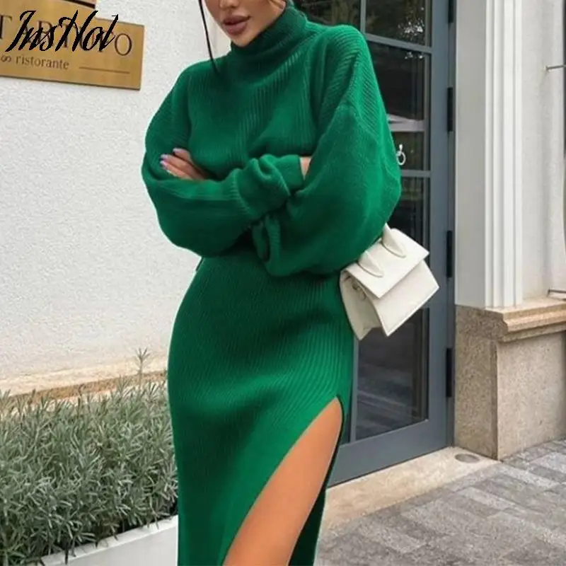 2021 Women Turtleneck Knitted Sweater Skirt Two Pieces Set Autumn Winter Long Sleeve Pullover Sexy Side Split Midi Skirts Suit
2021 Women Turtleneck Knitted Sweater Skirt Two Pieces Set Autumn Winter Long Sleeve Pullover Sexy Side Split Midi Skirts Suit