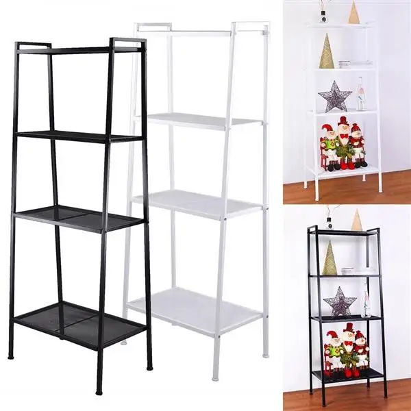 

Simple Widen 4 Tiers Bookshelf Storage Ivory Modern Home Iron Furniture White/Black for books Plants Decorative Shelves