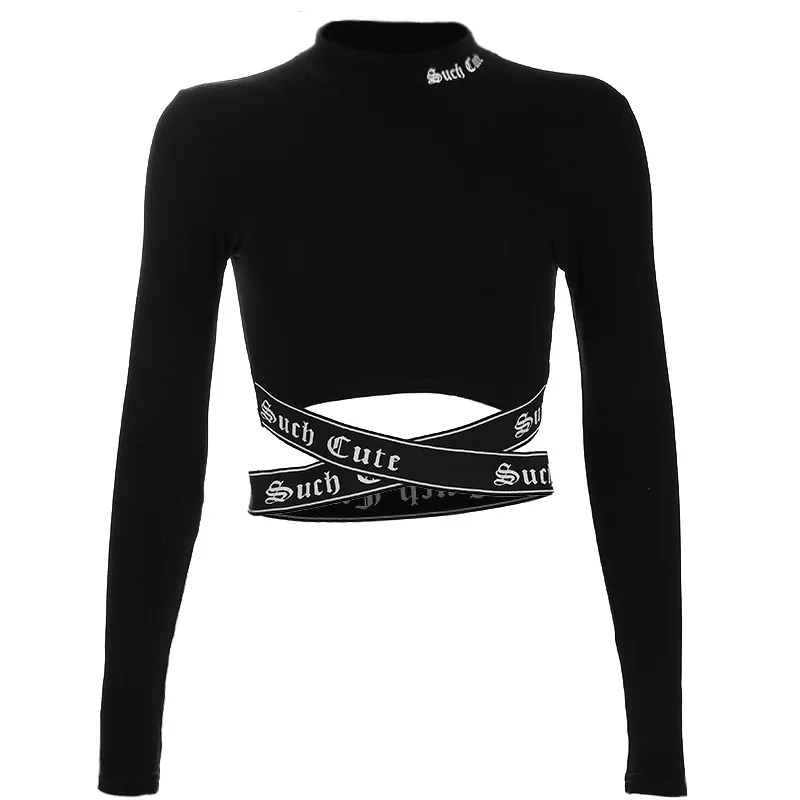 Women's New Products Letter Ribbon Short Navel Zipper Slim Long Sleeve T-Shirt Women
Women's New Products Letter Ribbon Short Navel Zipper Slim Long Sleeve T-Shirt Women