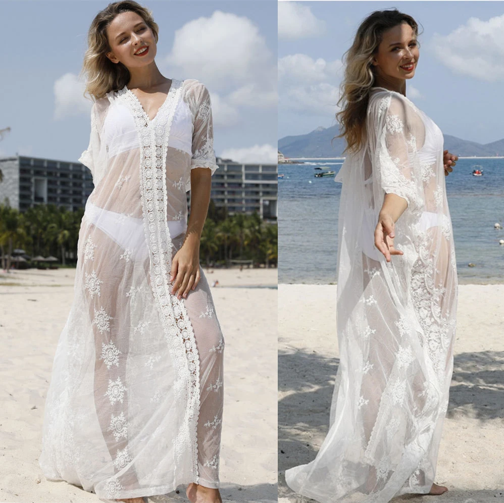 Sexy Lace See Through Beach Dress For Women Long White Bathing Bikini Cover up Oversize Saida de Praia Robe de Plage Cover-Ups
Sexy Lace See Through Beach Dress For Women Long White Bathing Bikini Cover up Oversize Saida de Praia Robe de Plage Cover-Ups