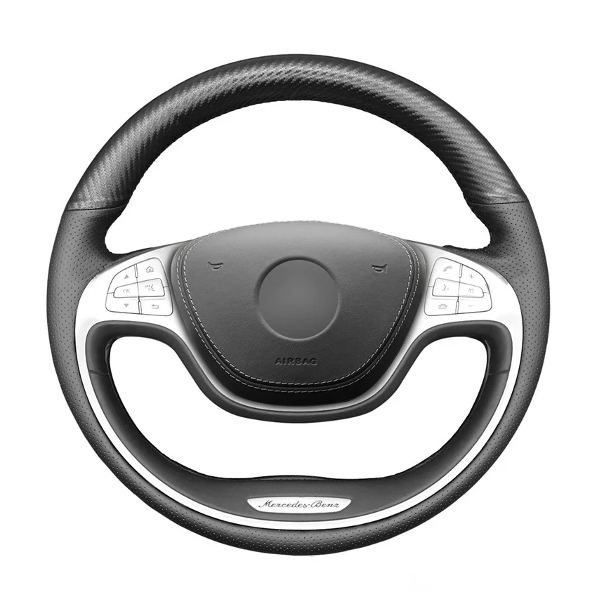 Hand Sew Black Artificial Leather PU Carbon Fiber Car Steering Wheel Cover for Mercedes Benz S-Class 2014 2015 2016 2017
Hand Sew Black Artificial Leather PU Carbon Fiber Car Steering Wheel Cover for Mercedes Benz S-Class 2014 2015 2016 2017