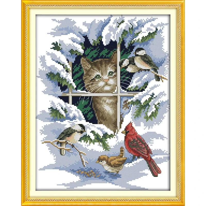 Everlasting Love Christmas Cat And Birds Chinese Cross Stitch Kits Ecological Cotton Stamped 11CT 14CT New Store Sales Promotion
Everlasting Love Christmas Cat And Birds Chinese Cross Stitch Kits Ecological Cotton Stamped 11CT 14CT New Store Sales Promotion