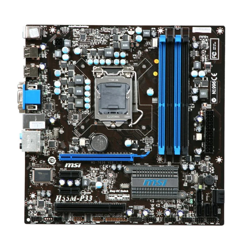 Материнская плата MSI H55M-P33 LGA 1156 Intel H55 для настольного ПК DDR3 16G PCI-E 2,0x16 DVI USB3.0 SATA 3 ГБ/сек. Core i3 i5 i7 процессоры Micro ATX
Материнская плата MSI H55M-P33 LGA 1156 Intel H55 для настольного ПК DDR3 16G PCI-E 2,0x16 DVI USB3.0 SATA 3 ГБ/сек. Core i3 i5 i7 процессоры Micro ATX