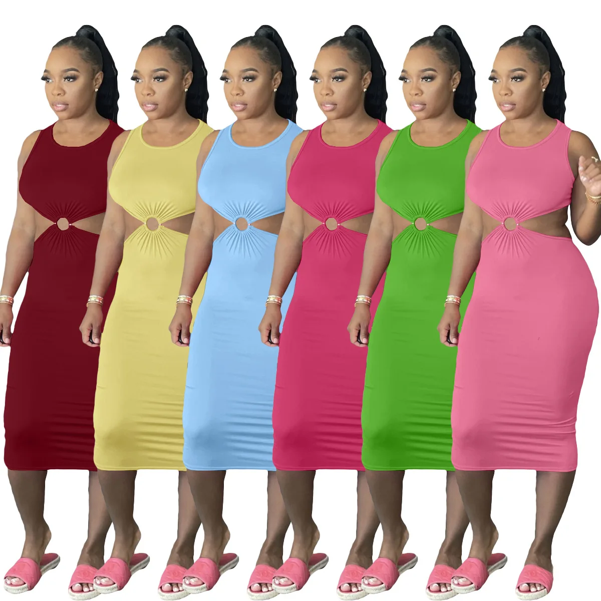 Echoine Sleeveless Ring Hollow Out Midi Dress for Female Sexy Skinny Bodycon Ladies Party Club Dresses Vintage Elegant Dress
Echoine Sleeveless Ring Hollow Out Midi Dress for Female Sexy Skinny Bodycon Ladies Party Club Dresses Vintage Elegant Dress
