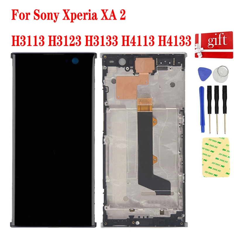 

For Sony Xperia XA2 H3113 H3123 H3133 H4113 H4133 LCD Display Screen Matrix Touch Screen Digitizer Sensor Panel Assembly Frame