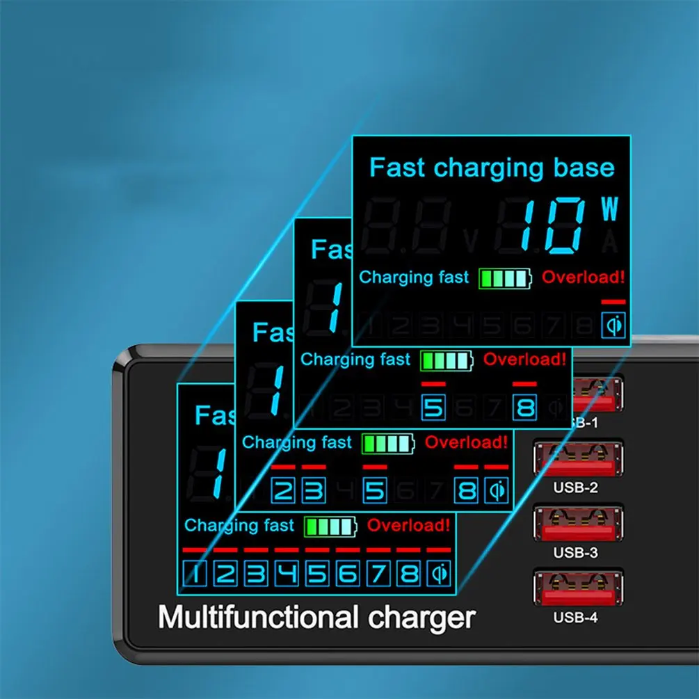 60 W 8 Port Fast USB Charger LED Display Multi USB Charging Station Dock Wireless Phone Desktop Charging US AU EU UK Plug
60 W 8 Port Fast USB Charger LED Display Multi USB Charging Station Dock Wireless Phone Desktop Charging US AU EU UK Plug