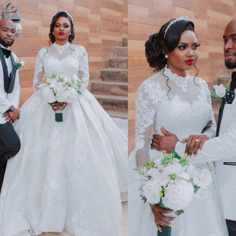 Muslim Wedding Dresses Sheer Neck Illusion Full Sleeves Beads vestido de novia Lace Appliques Plus Size African Bridal Gowns
Muslim Wedding Dresses Sheer Neck Illusion Full Sleeves Beads vestido de novia Lace Appliques Plus Size African Bridal Gowns