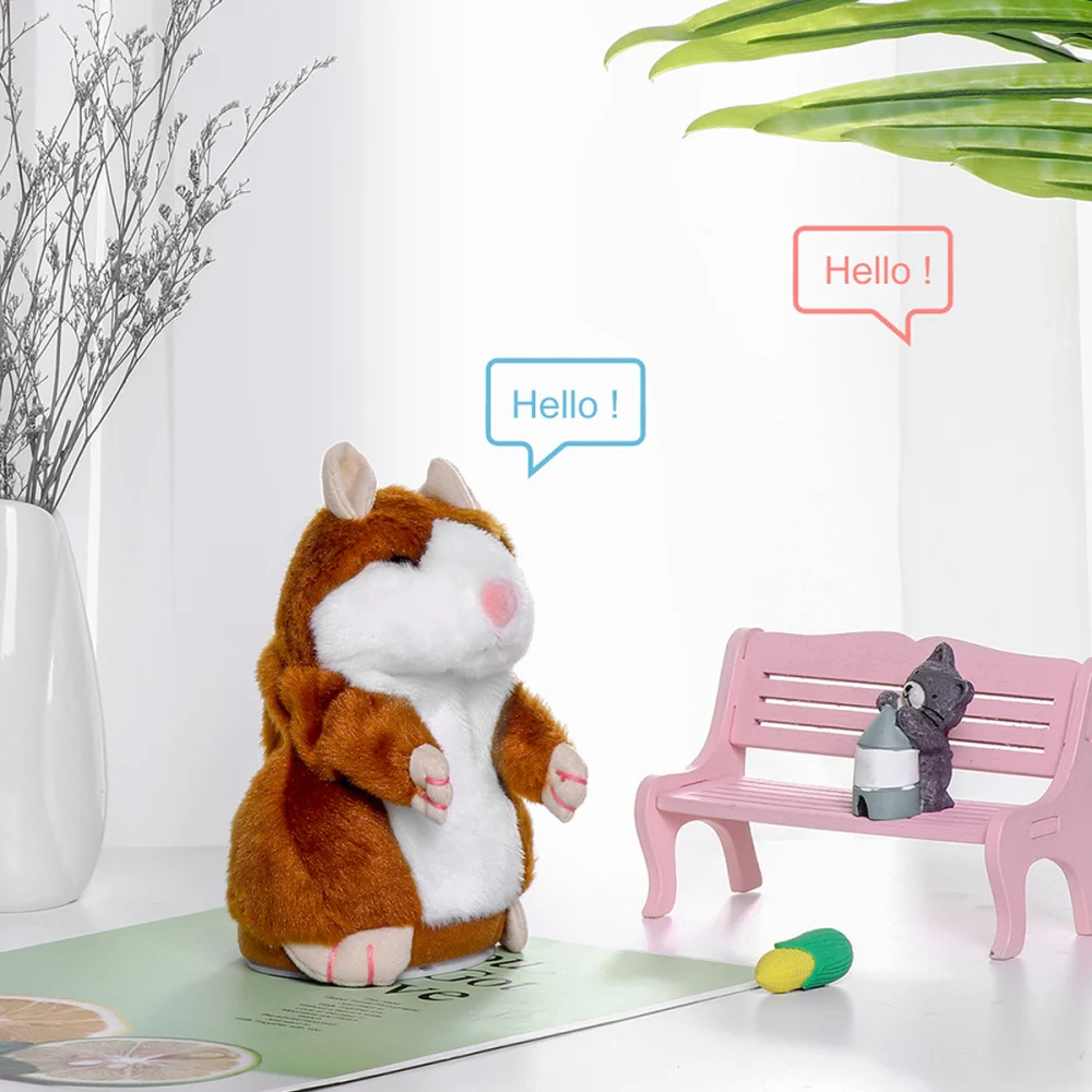 

2Pcs Talking Hamster Funny Plush Repeats What You Say Mimicry Pet Electronic Record Stuffed Animal Interactive for K