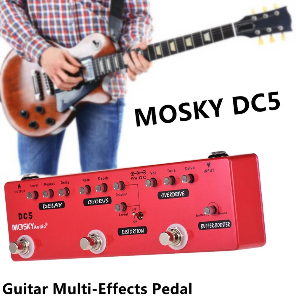MOSKY Guitar Multi-Effects Pedal Delay Chorus Distortion Overdrive Booster Buffer 6-in-1 Booster Buffer Metal Shell Guitar Part
MOSKY Guitar Multi-Effects Pedal Delay Chorus Distortion Overdrive Booster Buffer 6-in-1 Booster Buffer Metal Shell Guitar Part