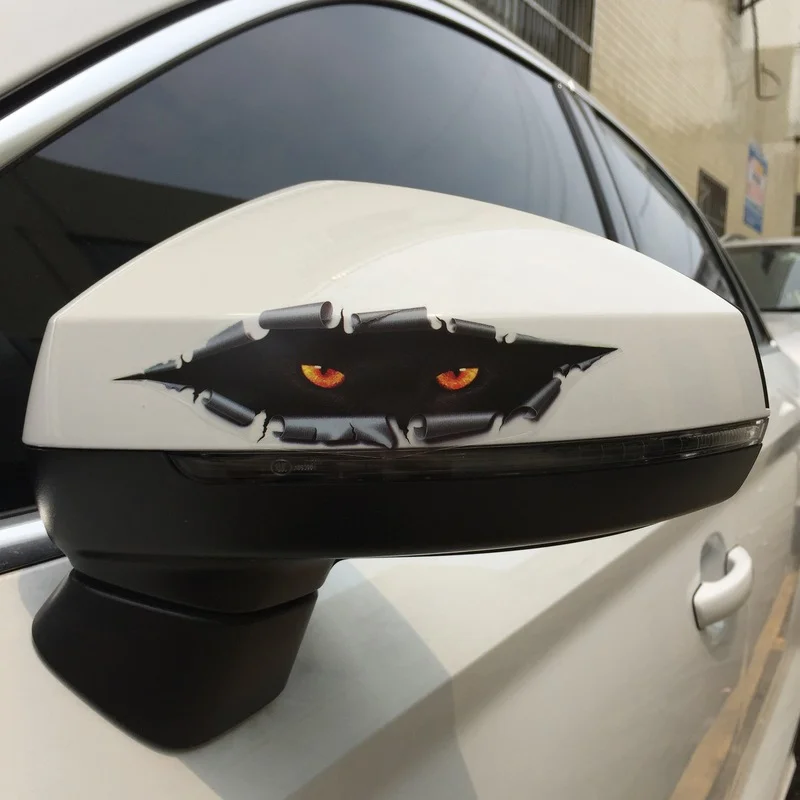 

Peeking Cat Eye Car Stickers Creative Auto Body Styling Rearview Mirror Cartoon Decal Decoration Sticker