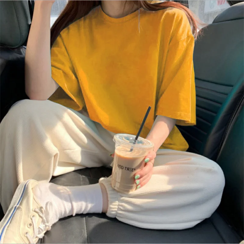 New T-Shirts Women Vintage Tshirts Cotton Women O Neck Short Sleeve Basic Solid Tees Casual Loose Korean T-Shirt Female Tops
New T-Shirts Women Vintage Tshirts Cotton Women O Neck Short Sleeve Basic Solid Tees Casual Loose Korean T-Shirt Female Tops