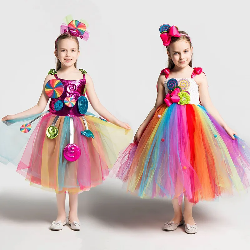 Girls School Performance Costumes Kids Rainbow Candy Knitting Dress Children Lollipop Modeling Tulle Ball Gown With Headband
Girls School Performance Costumes Kids Rainbow Candy Knitting Dress Children Lollipop Modeling Tulle Ball Gown With Headband