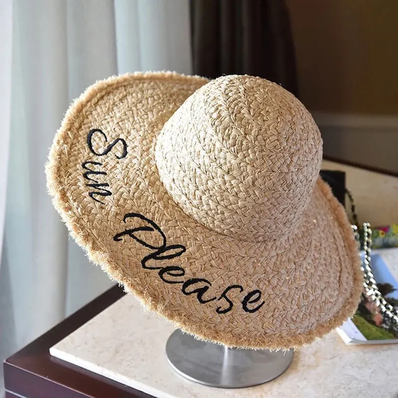 New Trend Fashion Natural Raffia Straw Hat For Women With Embroidery Letter Sun Protection Summer Beach Casual Hat High Quality
New Trend Fashion Natural Raffia Straw Hat For Women With Embroidery Letter Sun Protection Summer Beach Casual Hat High Quality