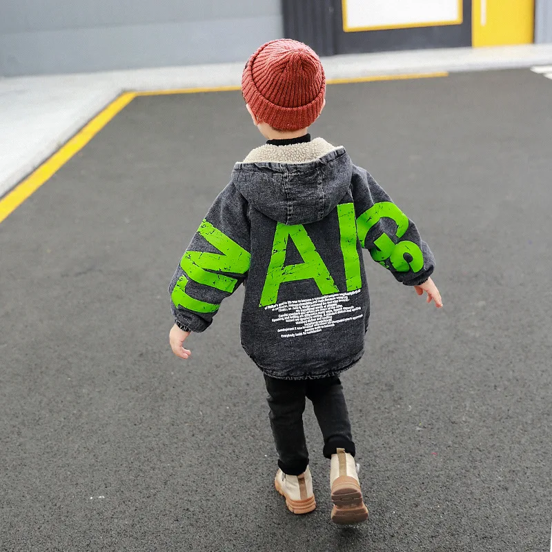 Children's Outerwear Denim Jacket For Boy Plush Warm Jacket Autumn Winter Kids Clothing Child Girl Denim Coat TZ897
