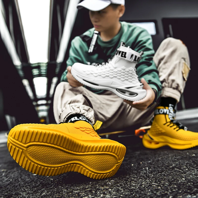 High Top Breathable Running Shoes for Men 2021 New Hollow Cushioning Sole Sneakers Lightweight Athletic Training Sport Footwear
High Top Breathable Running Shoes for Men 2021 New Hollow Cushioning Sole Sneakers Lightweight Athletic Training Sport Footwear