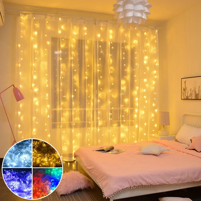 

3M LED Vorhang Garland auf die Fenster Weihnachten Fee Girlande String Lichter Neue Jahr Hochzeit Party Urlaub Dekor fr home Zi