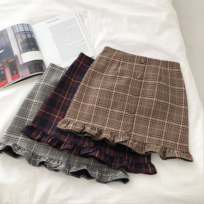 Summer Women Skirt Korean Empire Plaid Mini Skirts Casual Lady Above Knee A-Line High Waist Ruffles Skirts
Summer Women Skirt Korean Empire Plaid Mini Skirts Casual Lady Above Knee A-Line High Waist Ruffles Skirts
