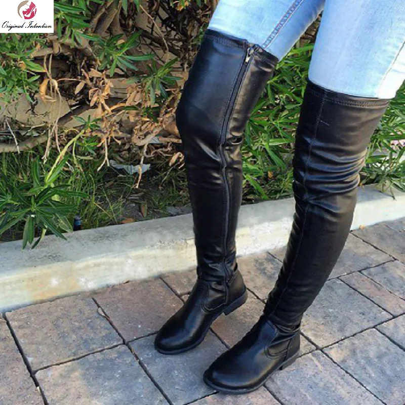 Trendy Over Knee Women Boots Thigh High Side Zip Low Chunky Heels Faux Leather Shoes Botines Mujer Large Size 34-52
Trendy Over Knee Women Boots Thigh High Side Zip Low Chunky Heels Faux Leather Shoes Botines Mujer Large Size 34-52
