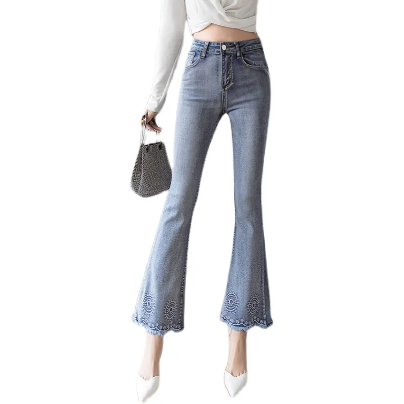 Fashion women's jeans 2021 new temperament high waist slim micro flared jeans
Fashion women's jeans 2021 new temperament high waist slim micro flared jeans