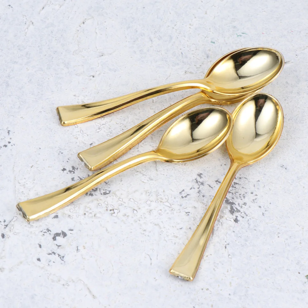 24Pcs Mini Spoons Cake Spoons Disposable Dessert Spoons Ice-cream Spoons for Home Shop Party Golden
24Pcs Mini Spoons Cake Spoons Disposable Dessert Spoons Ice-cream Spoons for Home Shop Party Golden