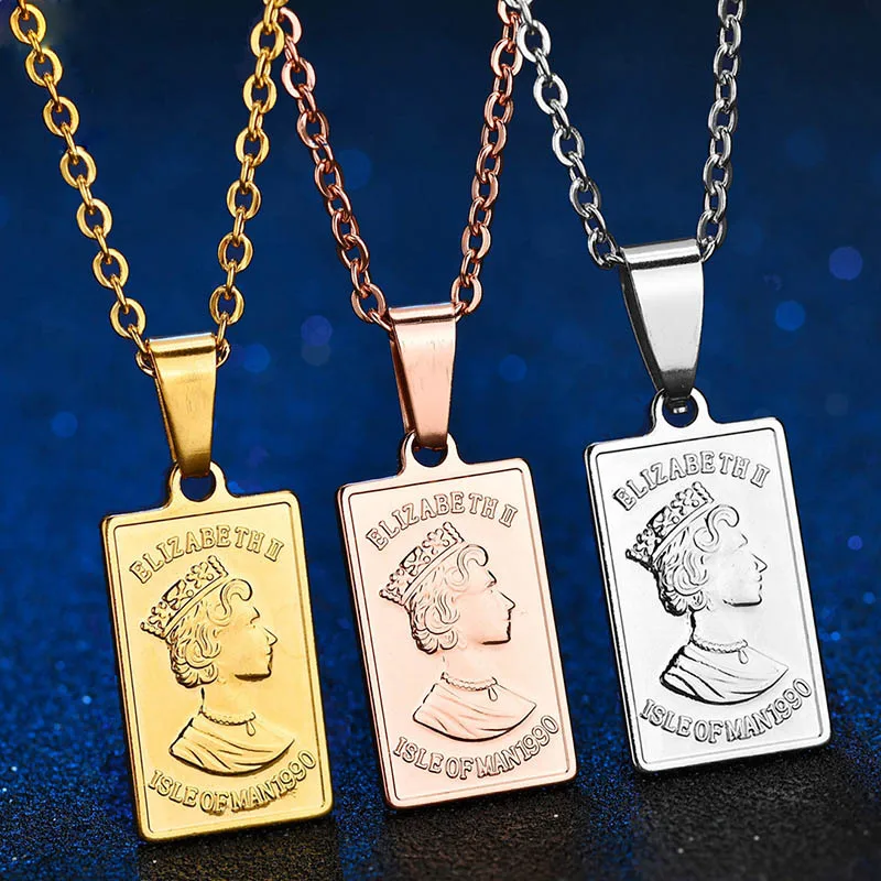 Vintage Stainless Steel Charm Queen Elizabeth Pendant Necklace Silver Rose Gold Color Geometric Square Collier for Women Gift
Vintage Stainless Steel Charm Queen Elizabeth Pendant Necklace Silver Rose Gold Color Geometric Square Collier for Women Gift