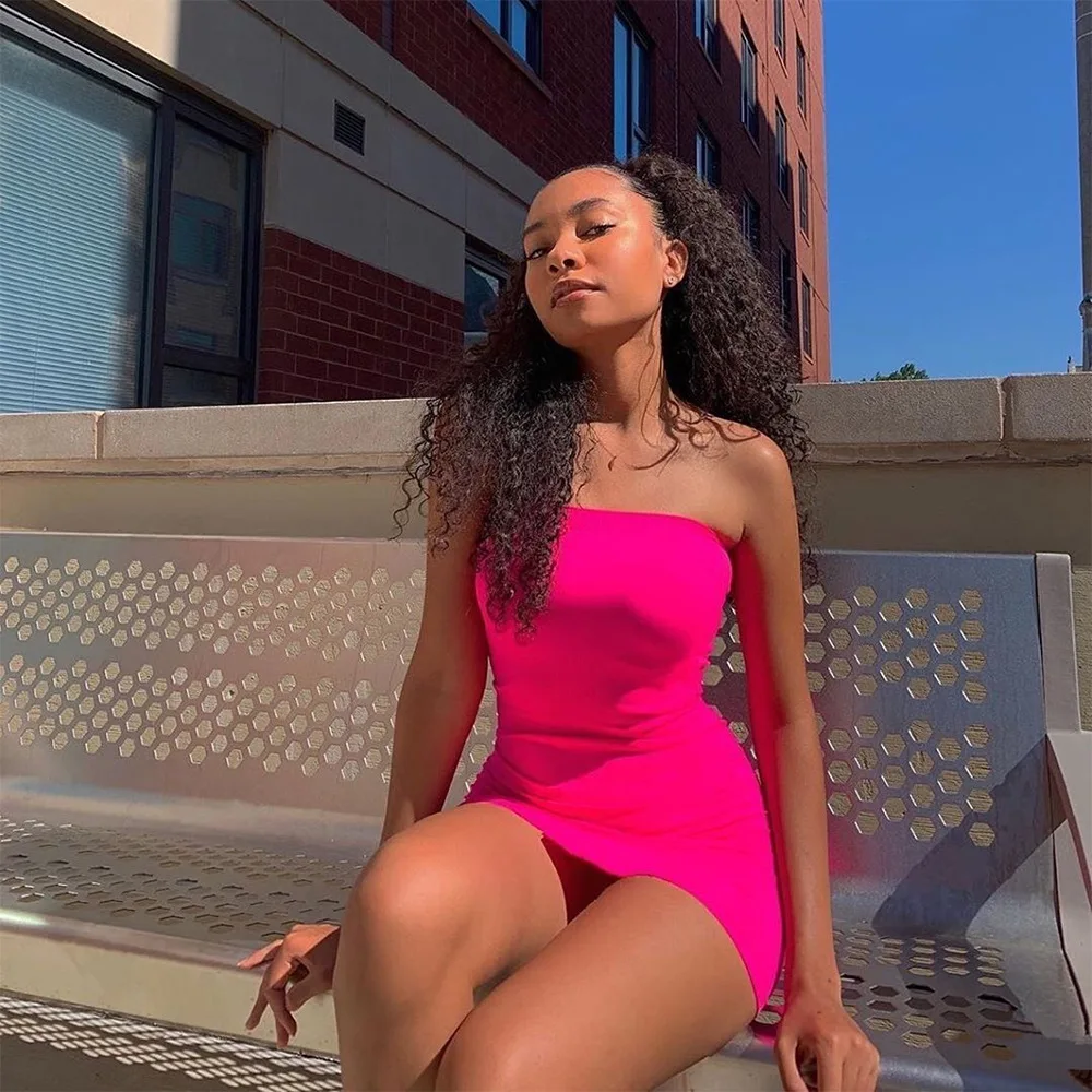 ANJAMANOR Tube Top Backless Bodycon Mini Dress Neon Solid Color Sexy Birthday Dress for Women 2020 Club Bandage Dresses D14-AA12
ANJAMANOR Tube Top Backless Bodycon Mini Dress Neon Solid Color Sexy Birthday Dress for Women 2020 Club Bandage Dresses D14-AA12