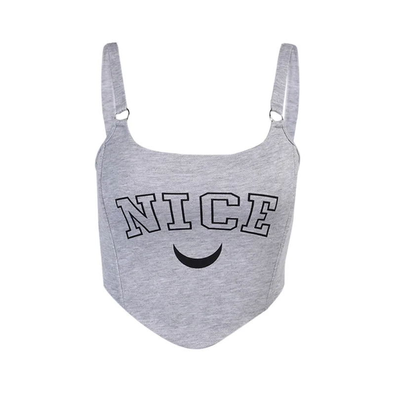 Letter Print Gray Sporty Corset Top Women Streetwear Cami Crop Tank Top Shirt Female Clothes JS0446
Letter Print Gray Sporty Corset Top Women Streetwear Cami Crop Tank Top Shirt Female Clothes JS0446
