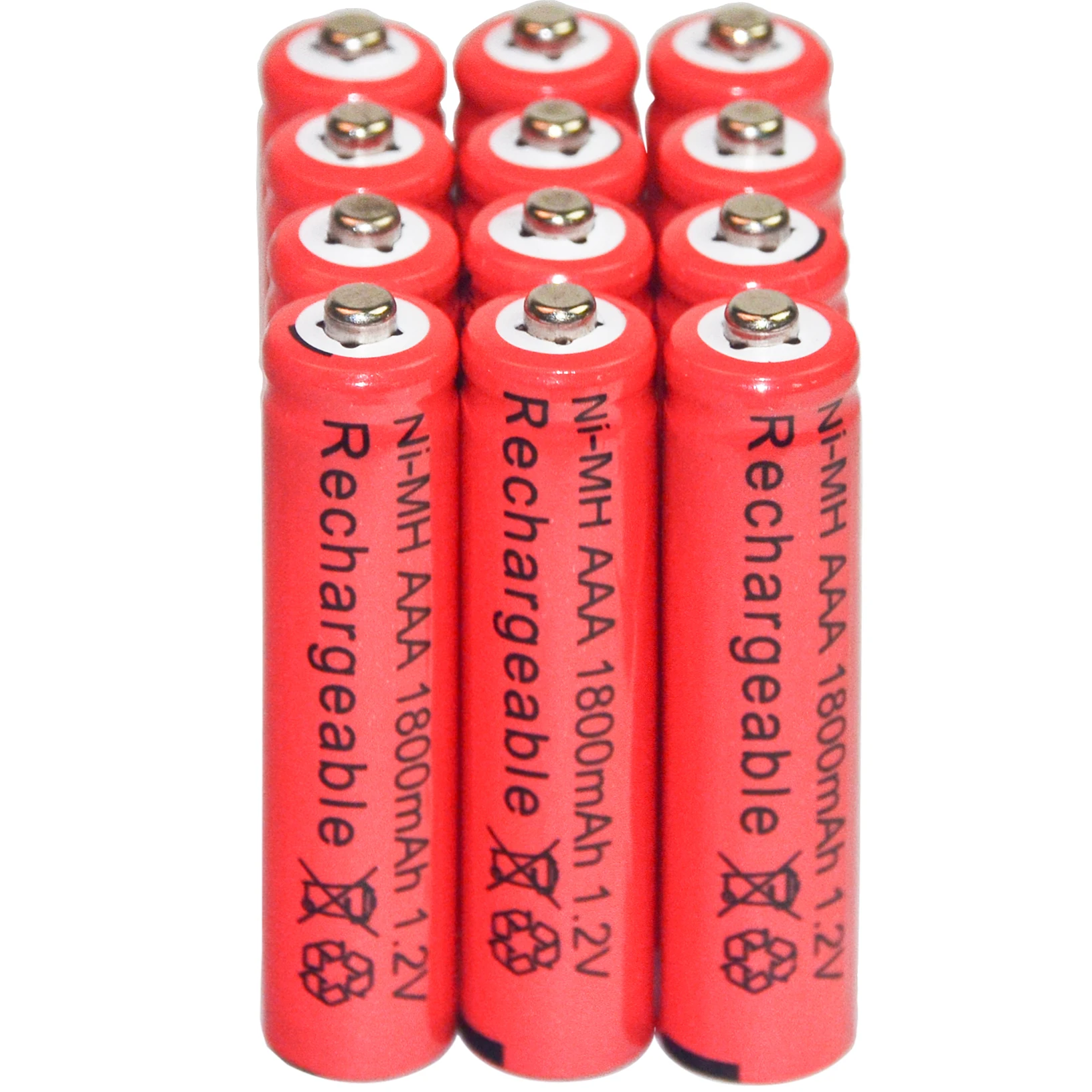 4-48pcs New Brand AAA rechargeable battery 1800mah 1.2V NI-MH Rechargeable for led light toy mp3 Red | Электроника